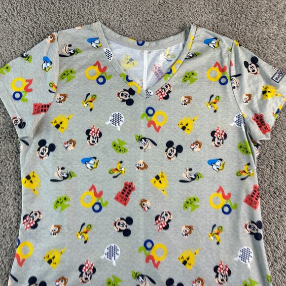 Disney Shirt Womens Extra Large Gray AOP 2020 Magic Kingdom Cast V Neck Ladies - Picture 3 of 12